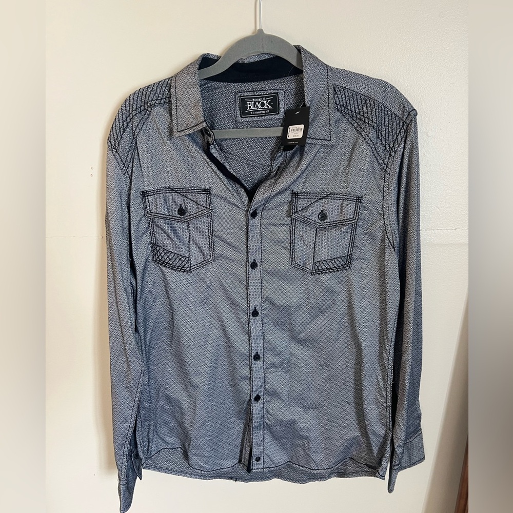 Men’s Buckle Black Athletic Fit Buttondown NWT Size Medium